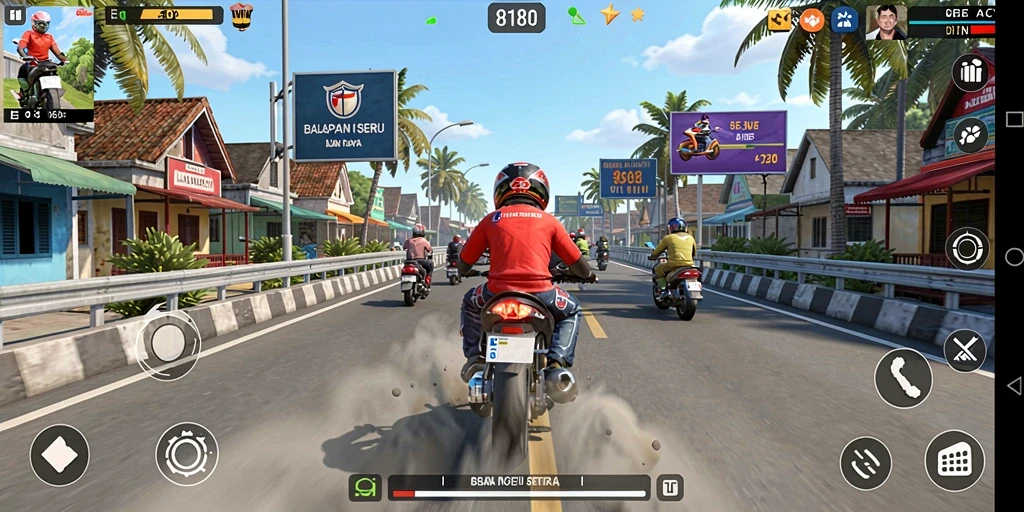 Tampilan menakjubkan dari balapan motor di 8180.