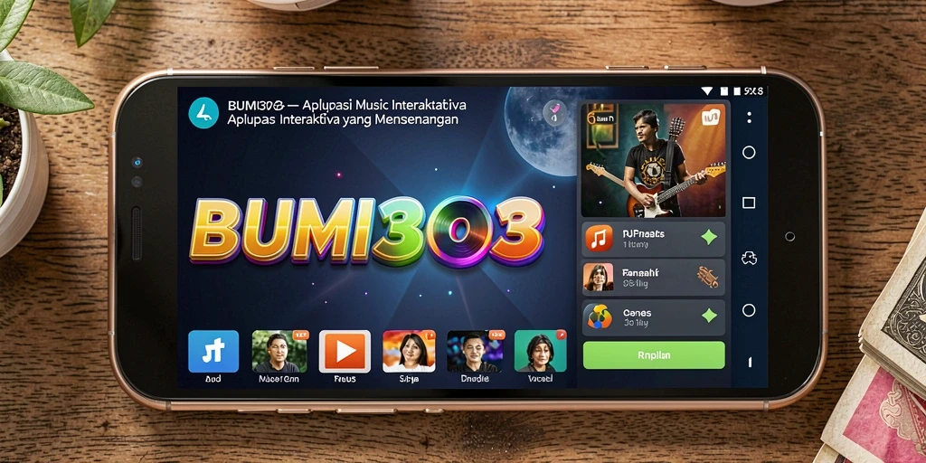 Screenshot gameplay BUMI303 menampilkan interaksi pengguna dengan musik.