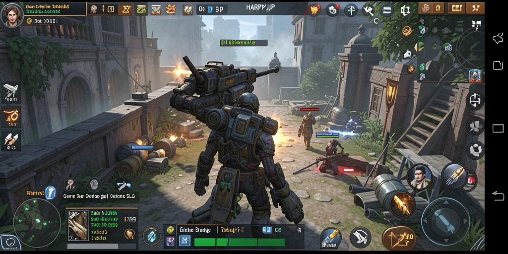 Tampilan dinamis dan seru dari gameplay SLG HARAPJP.