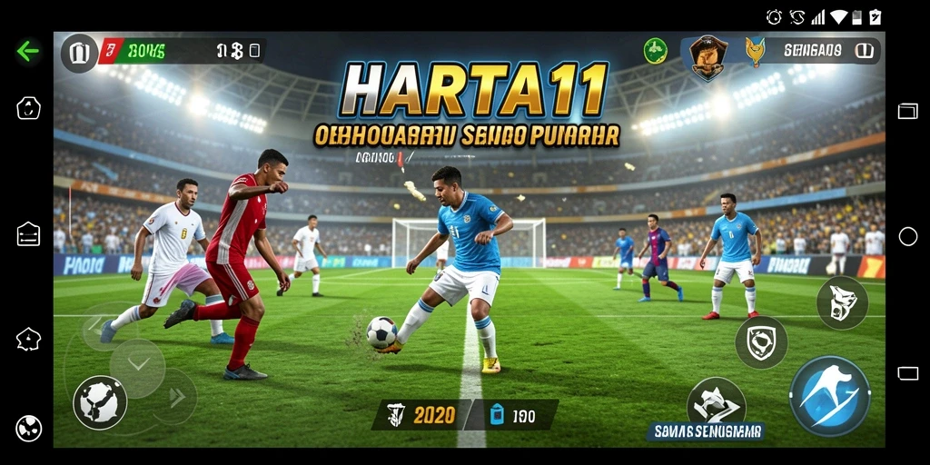 Screenshot HARTA11 menampilkan pemain beraksi di lapangan olahraga.