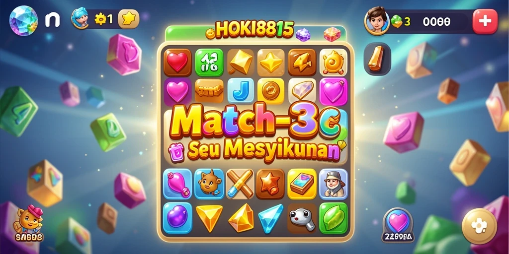 Screenshot utama HOKI8815 menunjukkan gameplay Match-3 yang menarik.