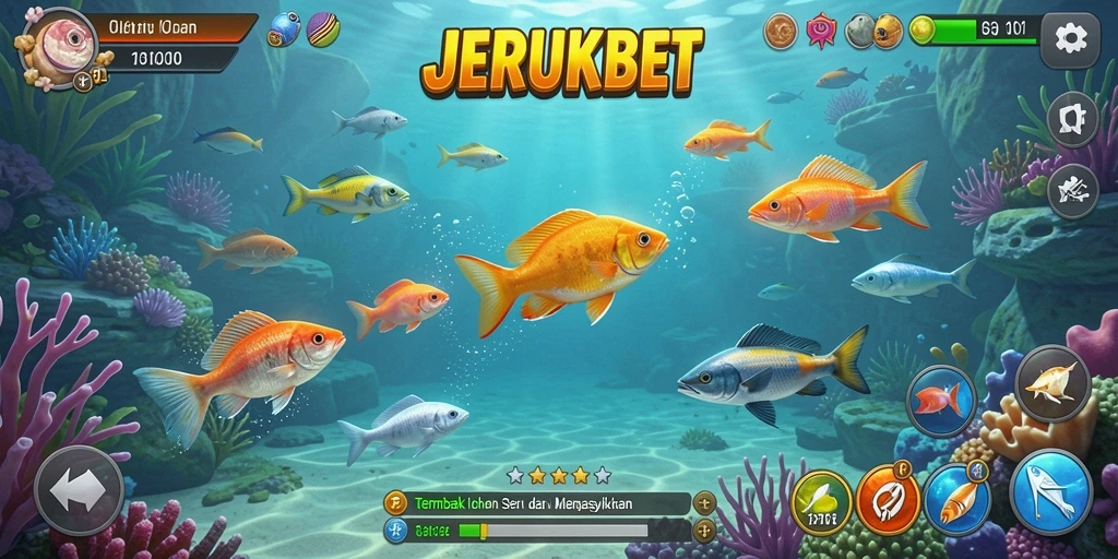 Screenshot JERUKBET menunjukkan gameplay Tembak Ikan yang seru.
