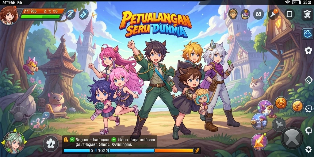 Screenshot gameplay MT966 yang menunjukkan karakter anime dalam aksi.
