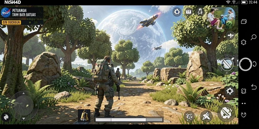 Tampilan gameplay NASA4D dengan petualangan di dunia terbuka yang luas.
