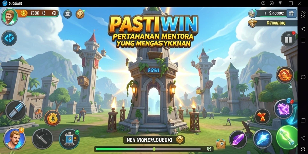 Tampilan gameplay menegangkan dalam PASTIWIN Tower Defense.