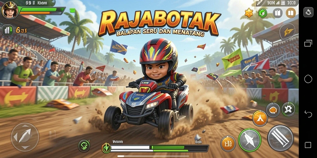 Tampilan aksi cepat dalam game balapan RAJABOTAK.