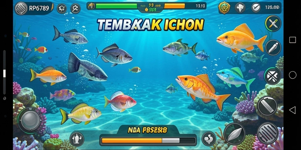 Screenshot utama RP6789 menampilkan aksi seru tembak ikan.