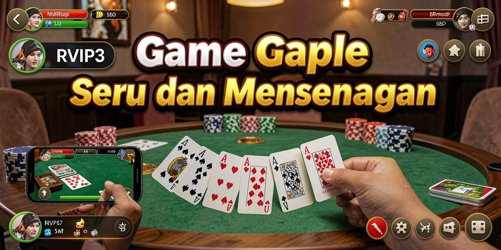 Gameplay seru dan kompetitif dalam RVIP3 saat bermain Gaple.