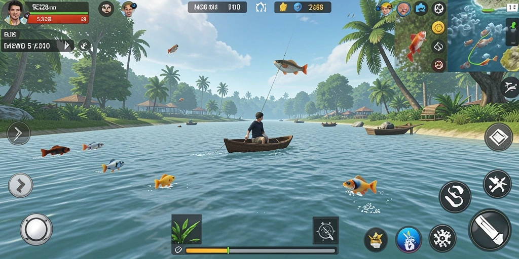 Tampilan menarik dari gameplay SE328 yang menampilkan aksi memancing.