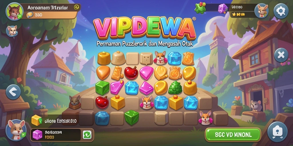 Screenshot menampilkan gameplay menantang di VIPDEWA dengan level puzzle.
