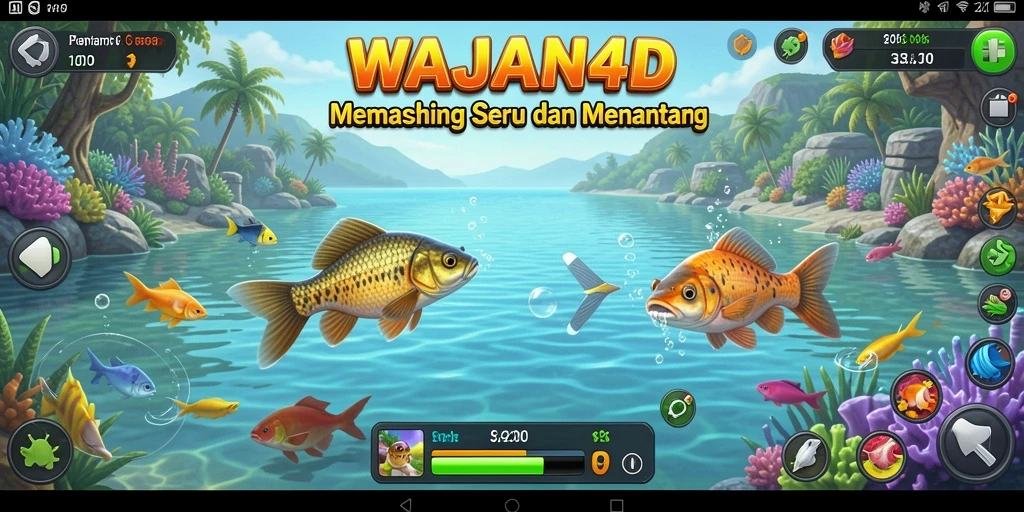 Tampilan gameplay seru di WAJAN4D saat menangkap ikan.