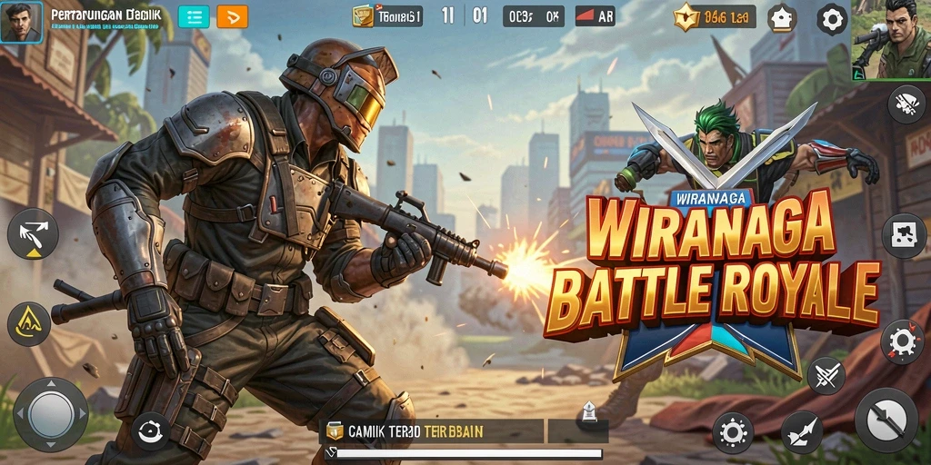 Screenshot menunjukkan aksi pertempuran seru dalam WIRANAGA.