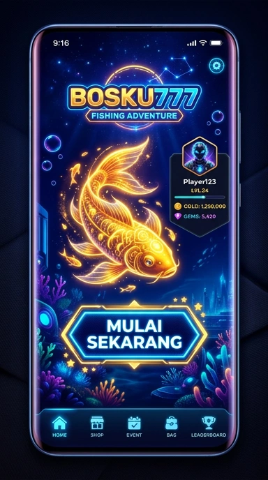 Tampilan utama aplikasi bosku777 yang user-friendly.